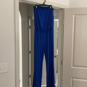 Strapless royal blue jumpsuit